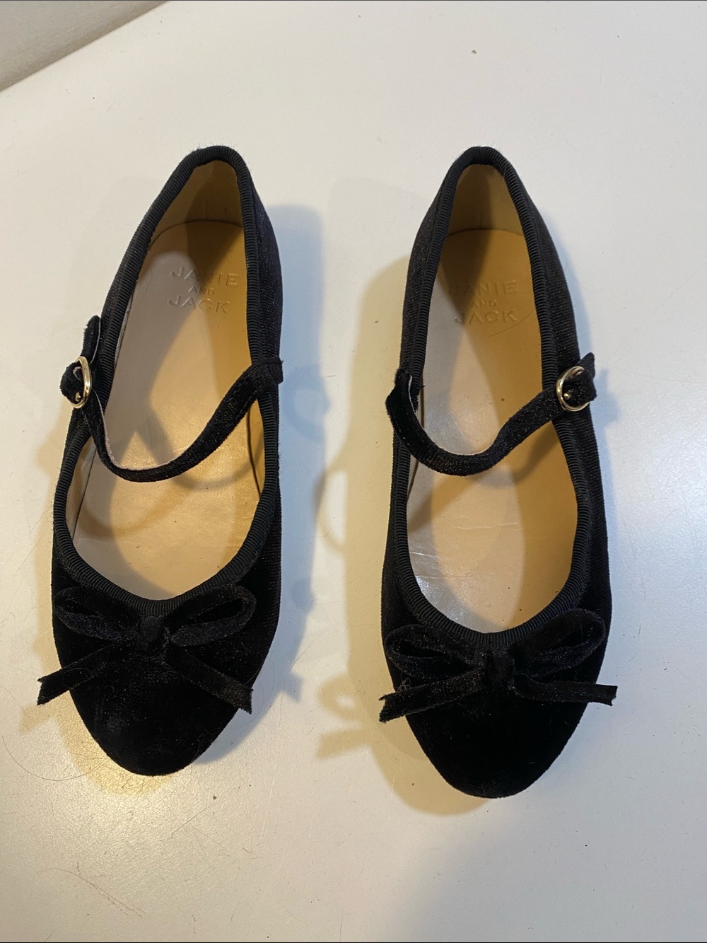 Janie and Jack Black Velvet Mary Jane Flats with Bow Accent
